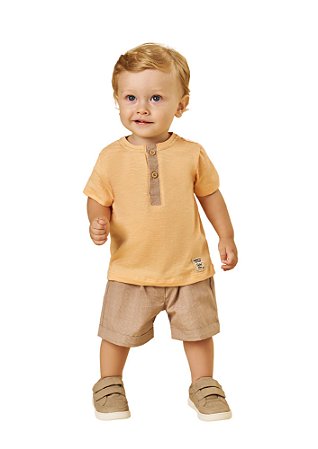 CONJUNTO BEBÊ MENINO CAMISETA E BERMUDA | POKOTINHA (3M A 1 ANO)