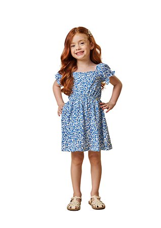 VESTIDO INFANTIL MENINA FLORIDO EM LAISE | POKOTINHA (2 / 3 ANOS)