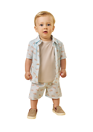 TRIO DE PEÇAS INFANTIS MENINO BARQUINHOS | POKOTINHA (3M A 1 ANO)