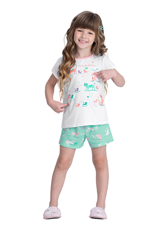 PIJAMA INFANTIL MENINA BRILHA NO ESCURO | ALAKAZOO (4 / 6 / 10 ANOS)