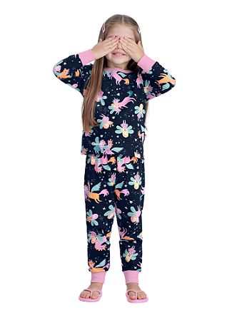 PIJAMA LONGO INFANTIL MENINA ESTAMPADO | ALAKAZOO (4 ANOS)