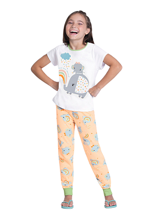 PIJAMA INFANTIL MENINA QUE BRILHA NO ESCURO | ALAKAZOO (4 / 10 ANOS)