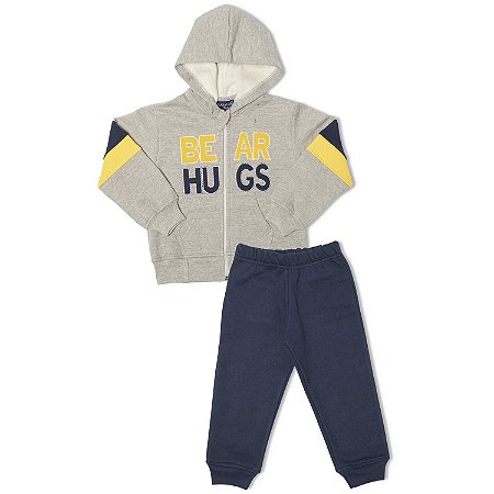 CONJUNTO INFANTIL MENINO MOLETOM COM CAPUZ | VRASALON (1 A 2 ANOS)