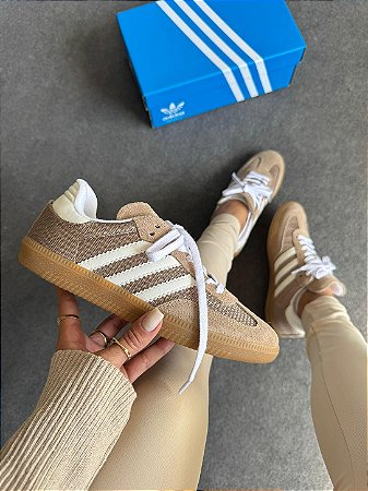 Adidas Samba Tricote Prime em Couro - Capuccino