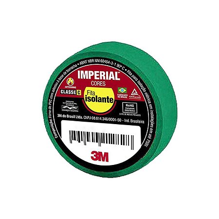 Fita Isolante com 10 Metros x 18 mm Verde Imperial