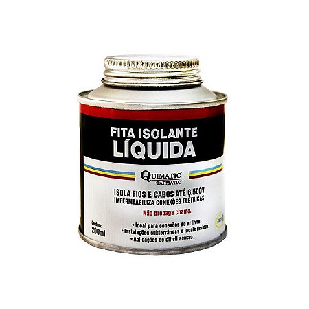 Fita Isolante Liquida 200ML 6.500V Preta Quimatic