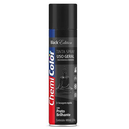 Tinta Spray Preta 400ml/250g ChemiColor