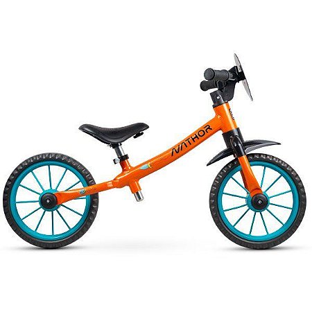 Bicicleta de Equilíbrio Nathor Rocket 12" laranja e azul