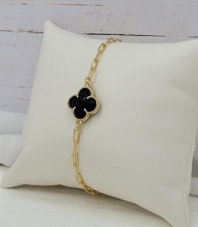 Pulseira trevo onix