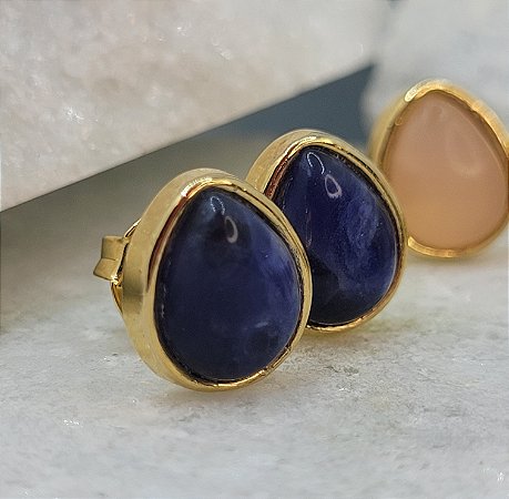 Brinco gota sodolita azul