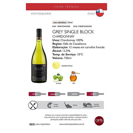 Vinho Branco Grey Single Block Chardonnay