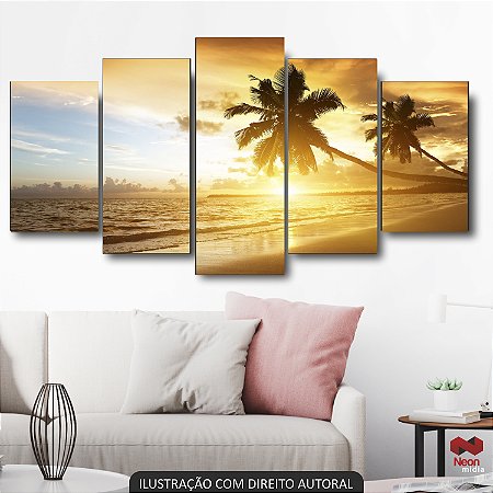 QUADRO DECORATIVO COQUEIROS AO POR DO SOL