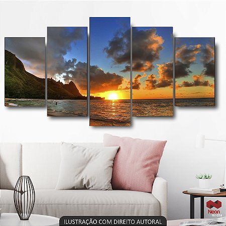 QUADRO DECORATIVO POR DO SOL NA ILHA