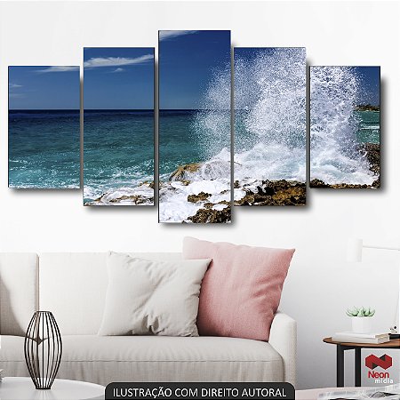 QUADRO DECORATIVO PRAIA DE ONDAS NAS PEDRAS