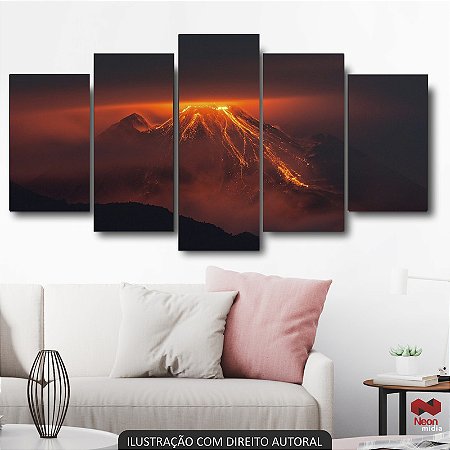 QUADRO DECORATIVO VULCÃO A NOITE