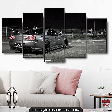 QUADRO DECORATIVO SKYLINE R34 CINZA