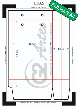 PP 0078 - Sacolinha 130x216x55 mm Papel A4 (MEIA FACA)