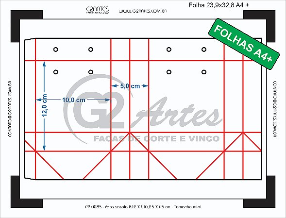 PP 0085 - Faca Sacola A4+ | A12 X L10,25 X P5 cm - Tamanho mini