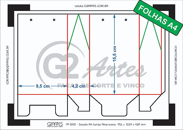 PP 0101 - Sacola A4 Fundo Americano  95L x 155A x 42P mm