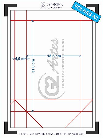 GR 7013 - (MEIA faca) Sacola Vertical 185x310x80 mm Papel A3