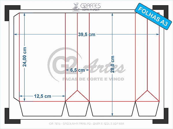 GR 7016 - Sacolinha Papel A3 - 240A x 125L x 65P mm