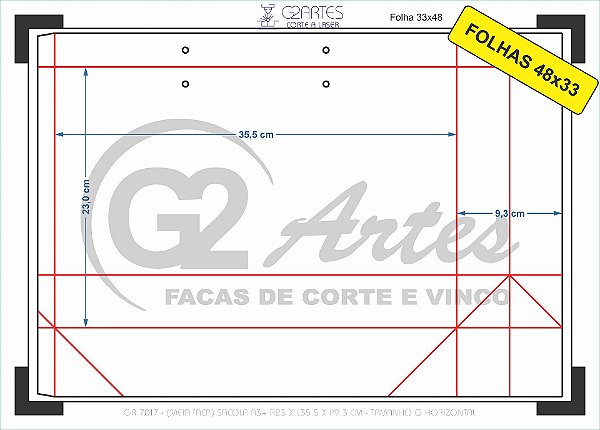 GR 7017 - (MEIA Faca) Sacola A3+ A23 X L35,5 X P9,3 cm - Tamanho G HORIZONTAL