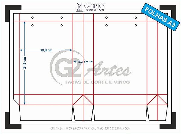 GR 7024 - Faca Sacola Vertical M A3 139C x 219A x 53P mm