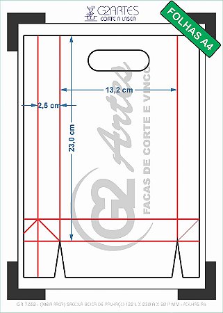 GR 7032 - (MEIA Faca) Sacola Boca de Palhaço 132 L x 230 A x 50 P mm - Folhas A4