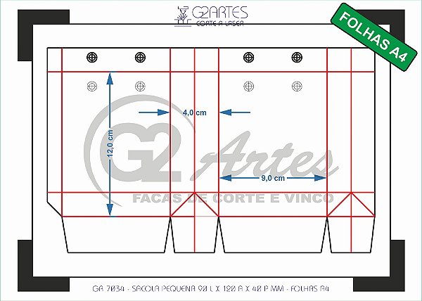 GR 7034 - Sacola Pequena 90 L x 120 A x 40 P mm - Folhas A4