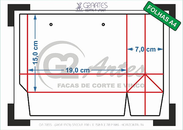 GR 7035 - (MEIA Faca) Sacola 190 L x 150 A x 70 P mm - Horizontal A4