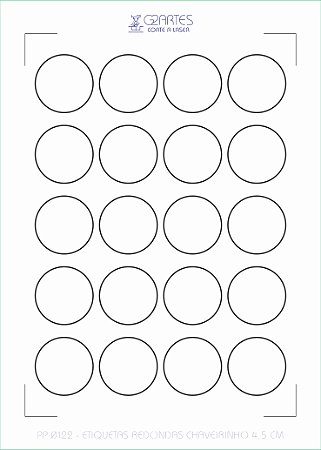 PP 0122 - Etiquetas Redondas Chaveirinho 4,5 cm