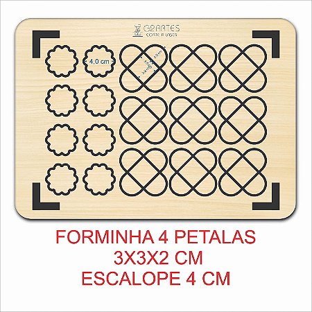 PP0143 forminhas 4 petalas caixeta