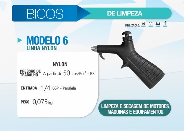 Pistola de ar para limpeza MOD 6