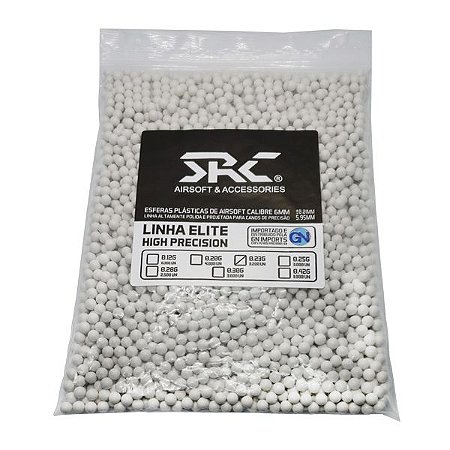 Esferas Plásticas BBS Airsoft SRC de Alta Precisão 0.23g com 3.200 Bolinhas / Esferas