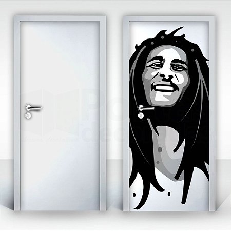 Adesivo para Porta – Bob Marley Preto e Branco