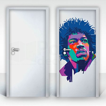 Adesivo para Porta – Jimi Hendrix Colorido