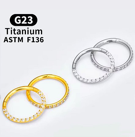PIERCING ARGOLA CRAVEJADA FRENTE EM TITÂNIO