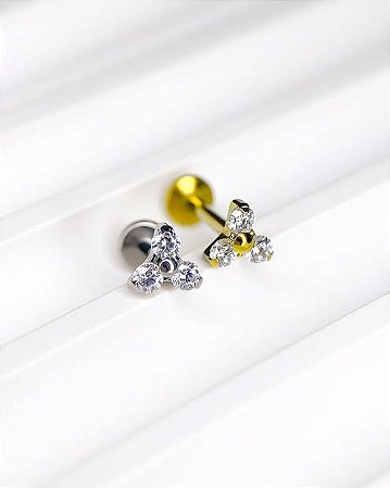 PIERCING LABRET TRINITY CRAVEJADA RI TITÂNIO