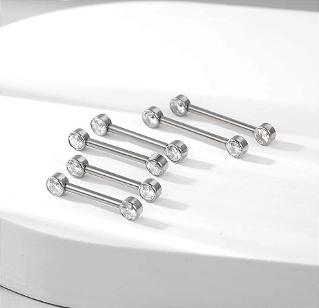 PIERCING BARBELL RETO MAMILO PEDRA TITANIO RI (PAR)
