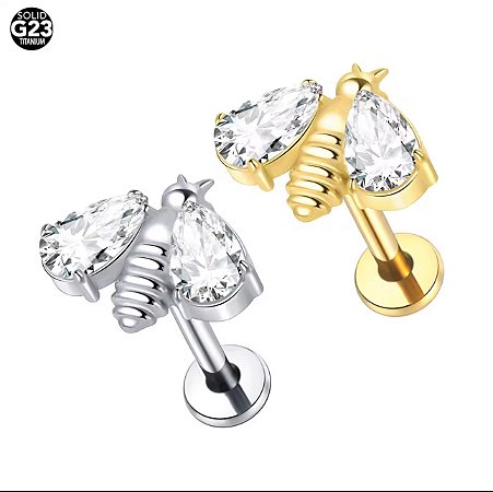 PIERCING LABRET ABELINHA CRAVEJADA RI TITÂNIO