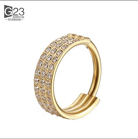 PIERCING ARGOLA TRIPLA CRAVEJADA TITÂNIO