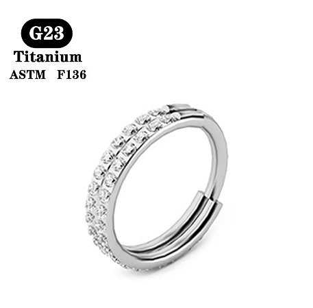 PIERCING ARGOLA FIO DUPLO  CRAVEJADA TITÂNIO