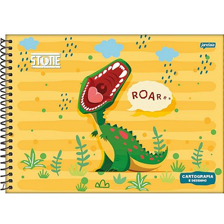 Caderno de Desenho Dinossauro 275 x 200mm 80 Folhas JANDAIA - Valpel Super  Papelaria