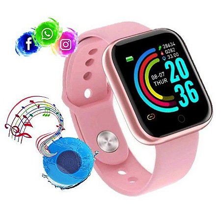 Smartwatch Relógio Inteligente Bluetooth Monitor De Saúde (Rosa)