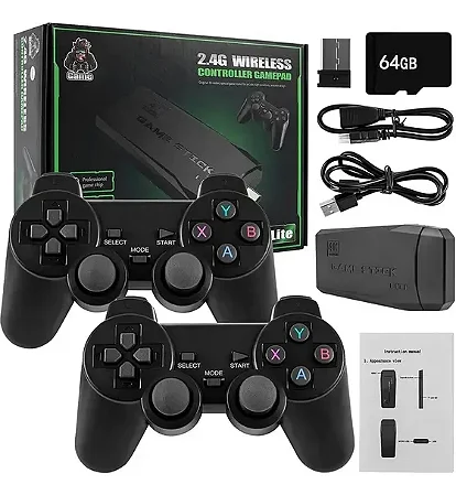 Videogame Stick 4k 64gb 2 Controles Sem Fio Jogos Retro