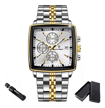 Relógio Masculino Poedagar Luxo Cronógrafo Prateado/Branco