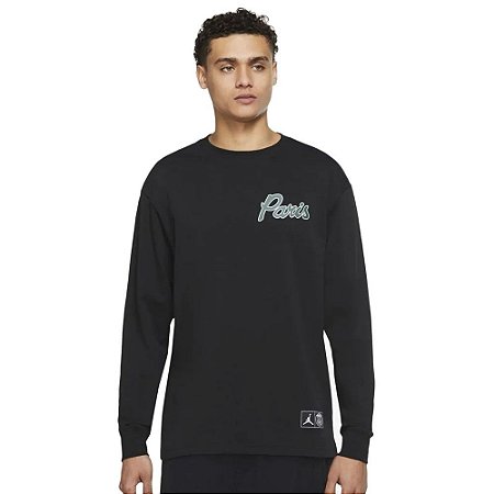 Camiseta Manga Longa Jordan x PSG Nike Preta - nopresseclothing