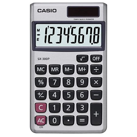 Calculadora de Bolso Casio 8 Digitos SX-300P - Prata