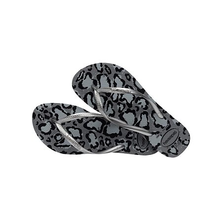 Chinelo Havaianas Slim Animals Cinza Aço/Prata - 35/36