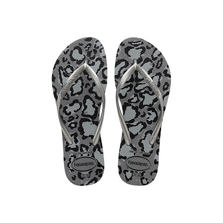 Chinelo Havaianas Slim Animals Cinza Aço/Prata - 39/40
